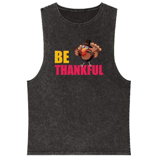 Be Thankful Thanksgiving Turkey Mineral Wash Tank Tops