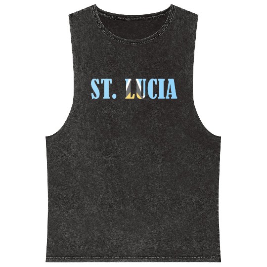 St Lucia flag Mineral Wash Tank Tops