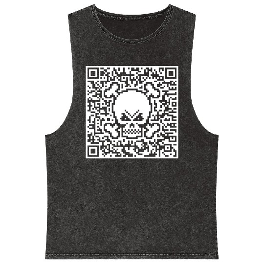 Skull And Crossbones (Quick Response Code / NEG) Mineral Wash Tank Tops
