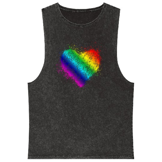 Rainbow Heart Vintage <3 Mineral Wash Tank Tops