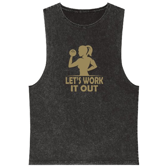 Let s work it out Gym Fitness Women Mineral Wash Tank Tops