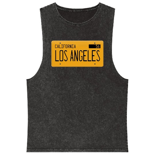 Los Angeles California 1956 yellow license plate Mineral Wash Tank Tops