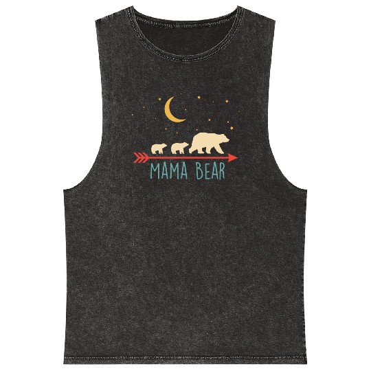Mama Bear with 2 Cubs Retro Mother's Day Mineral Wash Tank Tops