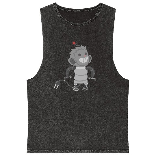 Robot Monkey Mineral Wash Tank Tops