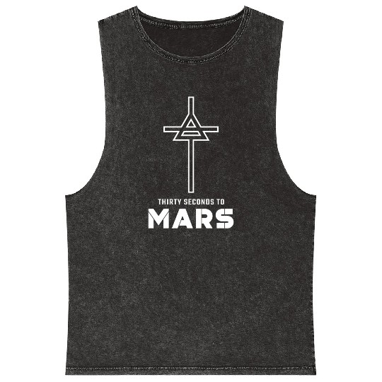 30 Seconds to Mars Cross Logo Mineral Wash Tank Tops