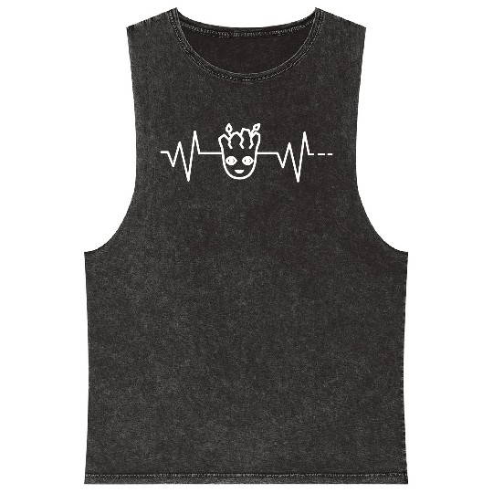 Pulse Baby Groot Head Marvel Guardians of Galaxy Mineral Wash Tank Tops