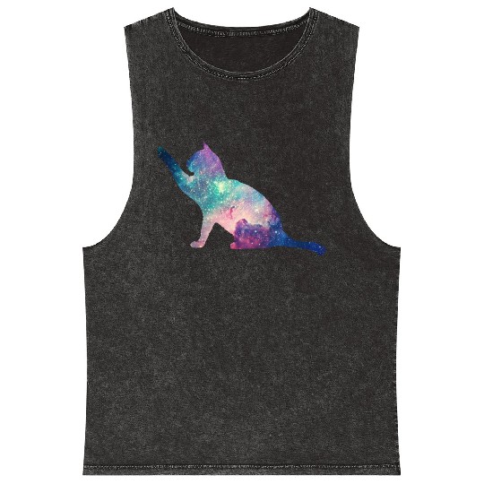 galaxy cat for cats lovers Mineral Wash Tank Tops