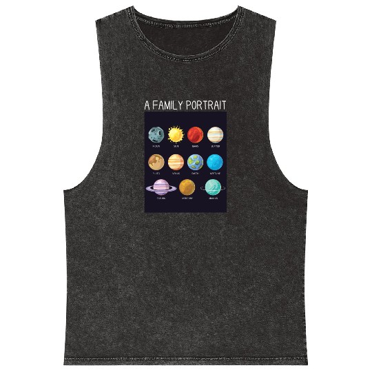 Outer Space Nerd Solar System Planets Sun Moon Mineral Wash Tank Tops