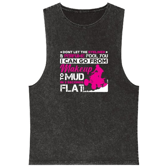 ATV Girl Makeup Offroad vehicles Quad Bike Driver Mineral Wash Tank Tops