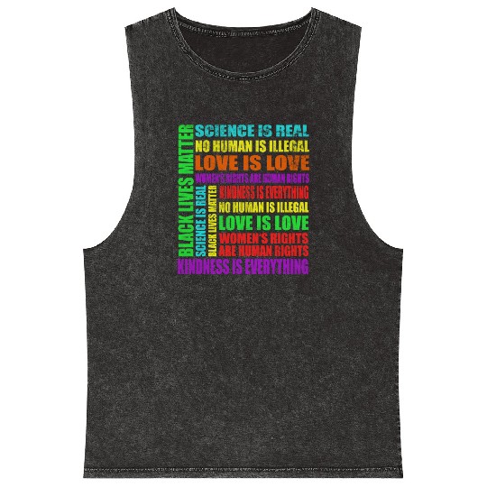 Science Is Real Black Lives Matter Love Is Love Mineral Wash Tank Tops