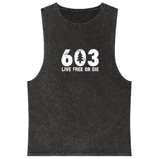 Live Free or Die 603 tree New Hampshire Mineral Wash Tank Tops