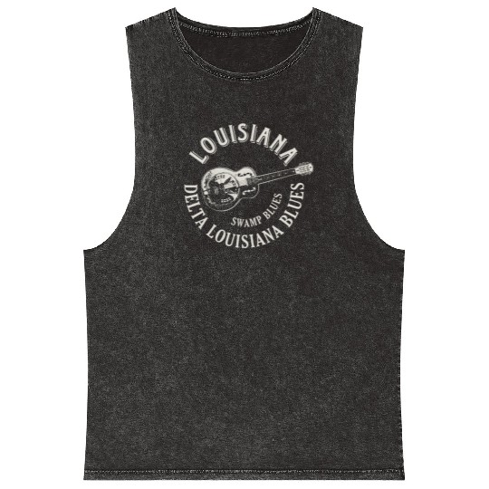 Louisiana Delta Blues Swamp Blues Guitar Mineral Wash Tank Tops