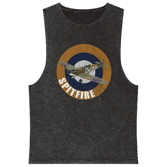 Famous WW2 Planes Supermarine Spitfire Mineral Wash Tank Tops