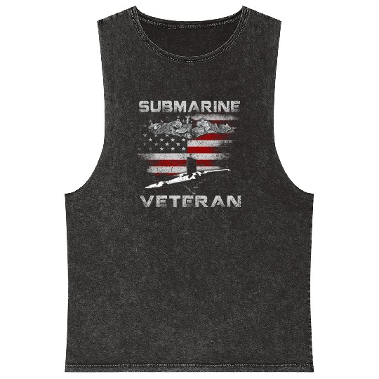 Vintage US Navy Submarine Service Veteran Mineral Wash Tank Tops