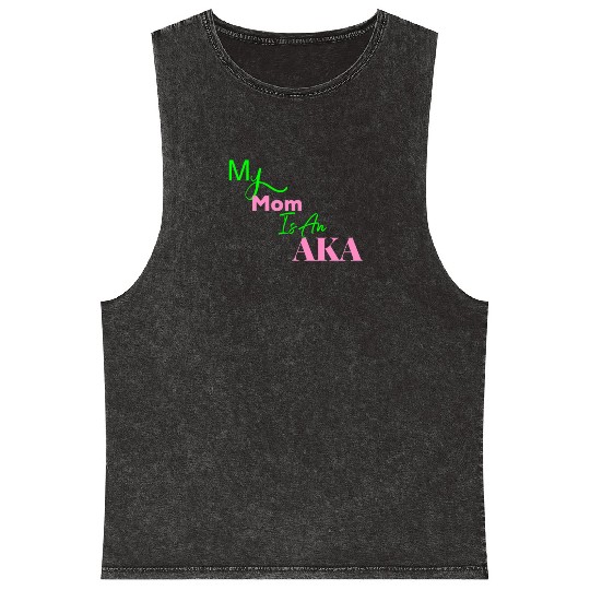 AKA Mom My Mom Is An AKA Black Mineral Wash Tank Tops