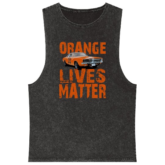 General Lee Dukes Of Hazzard Retro Orange Lives Mineral Wash Tank Tops