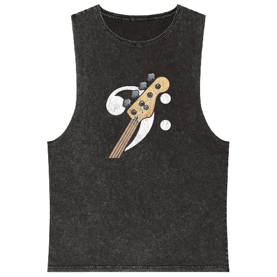 Bass Clef Guitar Bass Player Musician Mineral Wash Tank Tops