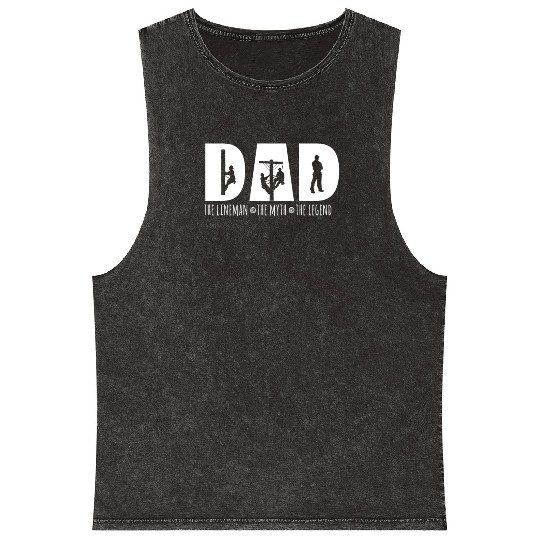 Dad The Lineman The Myth The Legend Granddad | Mineral Wash Tank Tops
