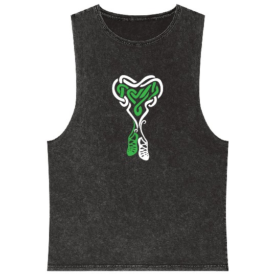 Irish Step Dancing Celtic Knot Heart Mineral Wash Tank Tops