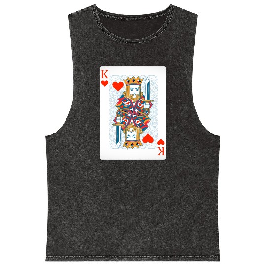 King Heart costume card game poker gift Mineral Wash Tank Tops