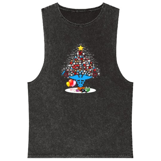 Medical Tools Christmas Tree Funny Nurse Christmas Mineral Wash Tank Tops