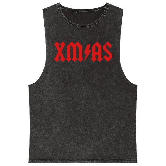 Xmas Rock Roll Heavy Metal funny Christmas X-mas Mineral Wash Tank Tops
