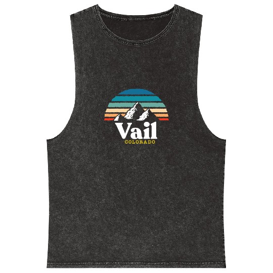 Vail Colorado Usa Ski Resort 1980S Retro Gift Mineral Wash Tank Tops