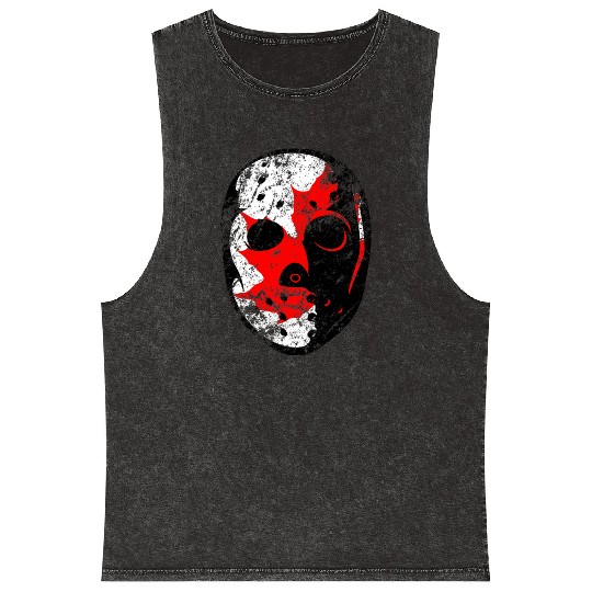 Old School Goalie Mask-Canada Mineral Wash Tank Tops