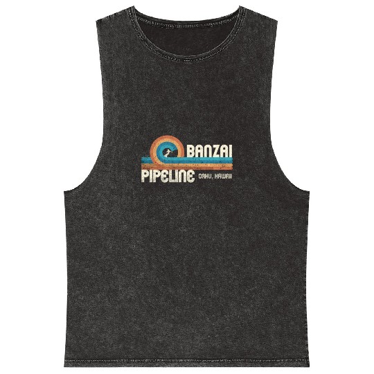Banzai Pipeline 80'S Graphic North Shore Hawaii Gi Mineral Wash Tank Tops