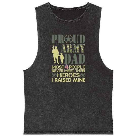 Proud Army National Guard Dad American Flag Mineral Wash Tank Tops