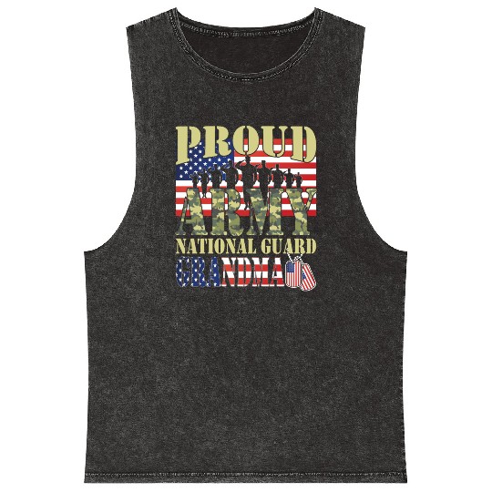 Proud Army National Guard Grandma Mineral Wash Tank Tops