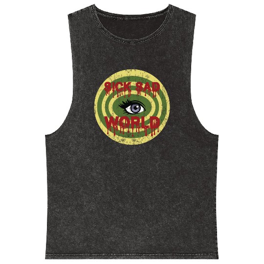 Daria Sick Sad World Drippy Text Eye Logo Mineral Wash Tank Tops