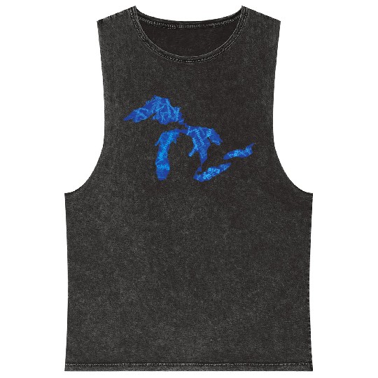 Great Lakes with Names Mineral Wash Tank Tops