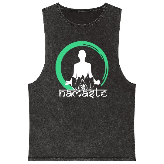 Yoga Namaste Ohm Lotus Gift Relax Mineral Wash Tank Tops