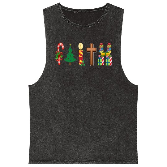 Faith Christian Christmas Mineral Wash Tank Tops