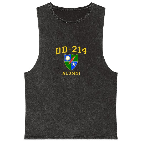 US Army Ranger Veteran DD214 Alumni Logo Insignia Mineral Wash Tank Tops