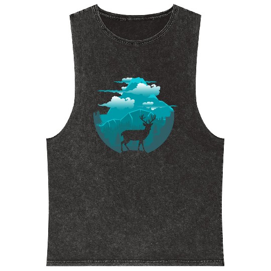 Reindeer Nature landscape Mineral Wash Tank Tops