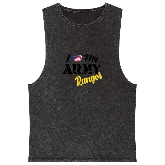 Proud US Army Ranger American Military Family Flag Mineral Wash Tank Tops