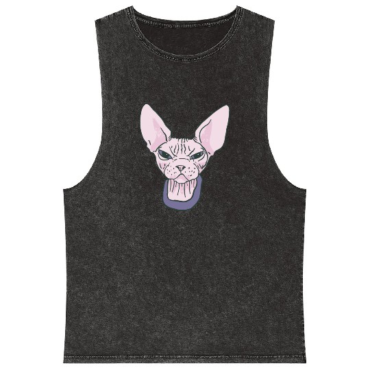 grumpy catpinkGrumpy Sphinx Cat - Purple Mineral Wash Tank Tops