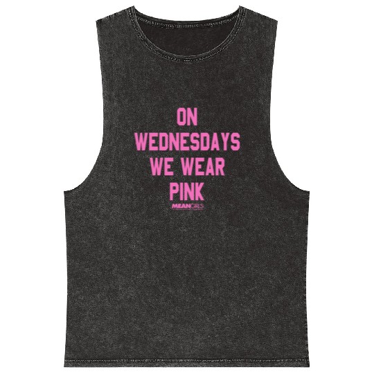 Mean Girls Pink On Wednesday Square Text Mineral Wash Tank Tops
