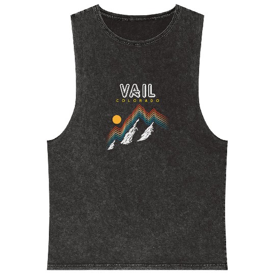 Vail Colorado Usa Ski Resort 1980S Retro Mineral Wash Tank Tops