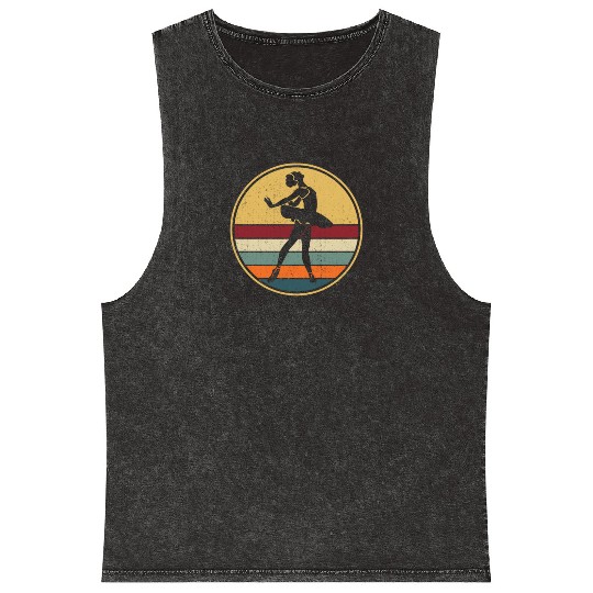 Retro Ballet Dancing Ballerina Vintage Ballet Mineral Wash Tank Tops