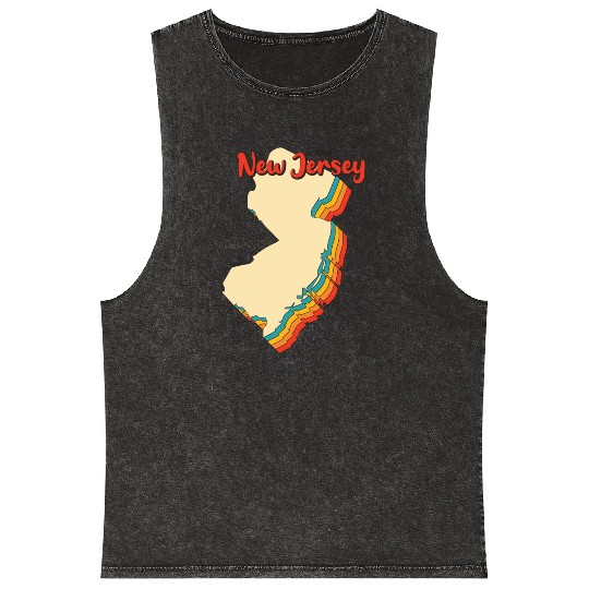 New Jersey Map Outline Vintage Retro Nj Home State Mineral Wash Tank Tops