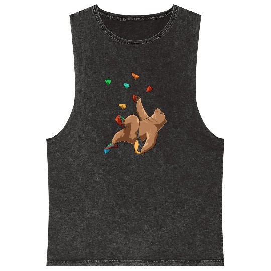 Grizzly Bouldering and Rock Climbing Gift Mineral Wash Tank Tops