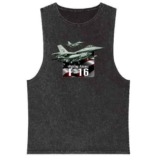 F-16 Fighter Jet Mineral Wash Tank Tops