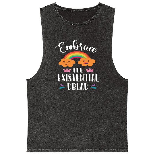 EMBRACE THE EXISTENTIAL DREAD Comics Rainbow Gift Mineral Wash Tank Tops
