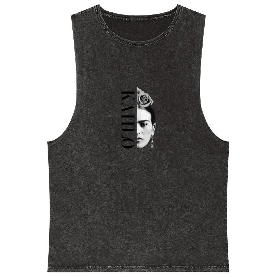 Frida Kahlo Split Portrait Mineral Wash Tank Tops
