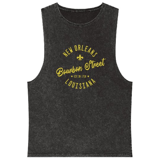 New Orleans Bourbon Street Jazz Mineral Wash Tank Tops