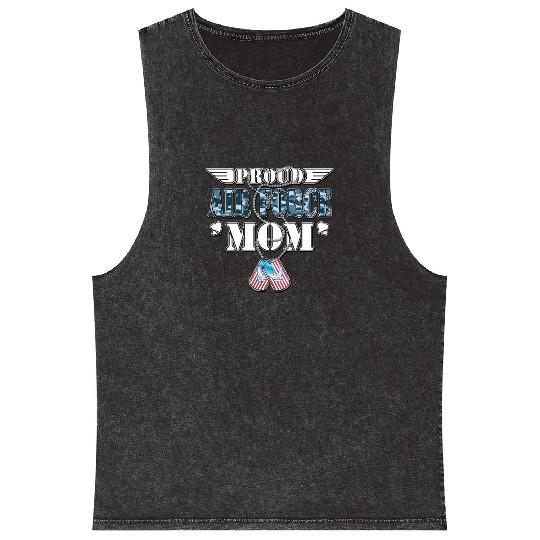 Proud Air Force Mom Us Flag Dog Tags Wings Militar Mineral Wash Tank Tops