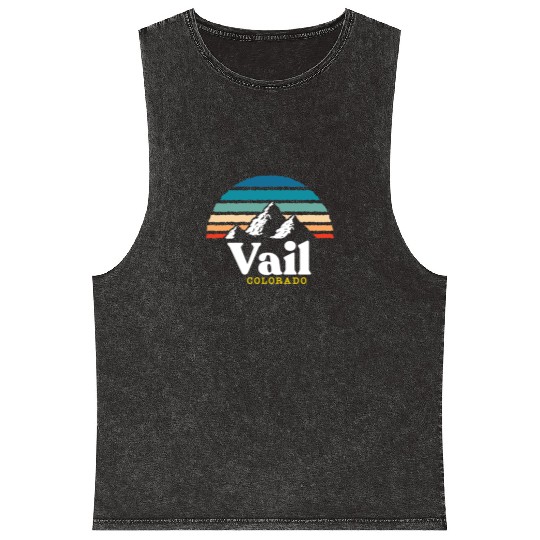 Vail Colorado Usa Ski Resort 1980S Retro Gift Mineral Wash Tank Tops